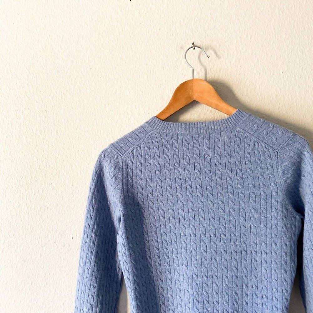 Brooks Brothers blue vneck cable knit sweater M cotton wool blend - Picture 5 of 5